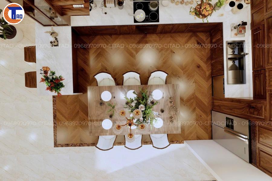 Thiết kế phòng bếp gỗ phong cách cổ điển