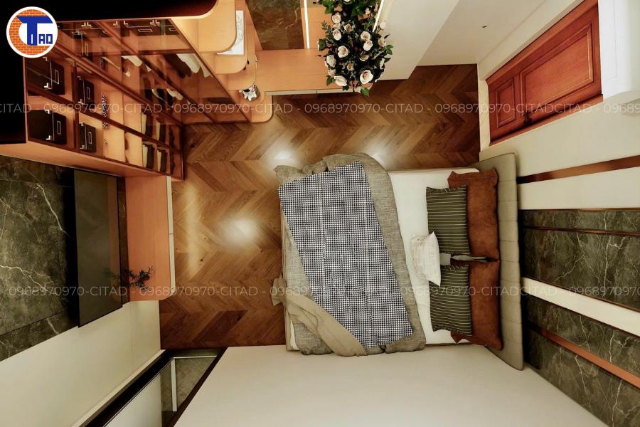 Thiết kế phòng ngủ gỗ phong cách tân cổ điển