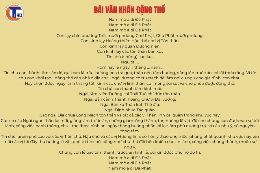 Văn khấn động thổ