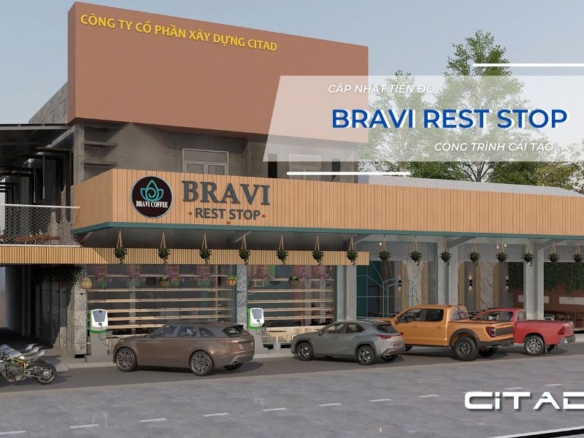 Phối cảnh mặt tiền công trình Bravi Rest Stop tại Long Xuyên – thiết kế hiện đại