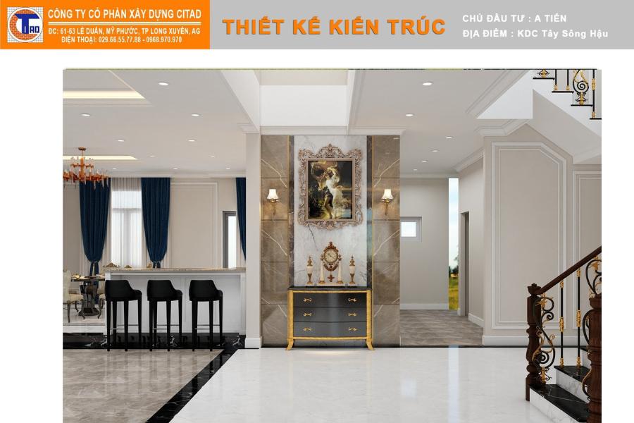Nội thất phòng khách biệt thự tân cổ điển tại An Giang