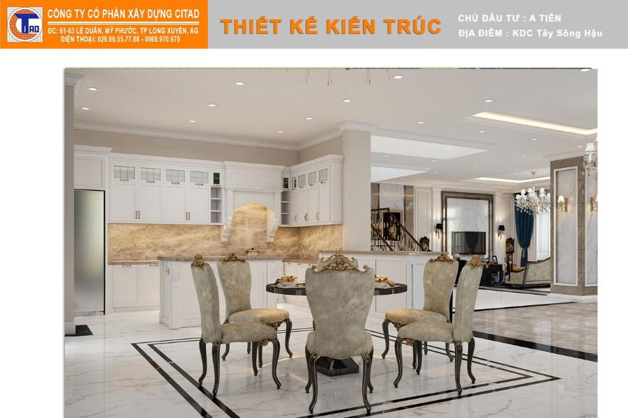 Nội thất bếp biệt thự tân cổ điển tại An Giang