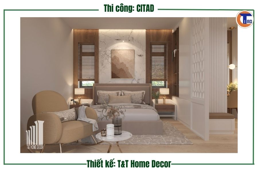 Phòng ngủ chính nhà phố Long Xuyên