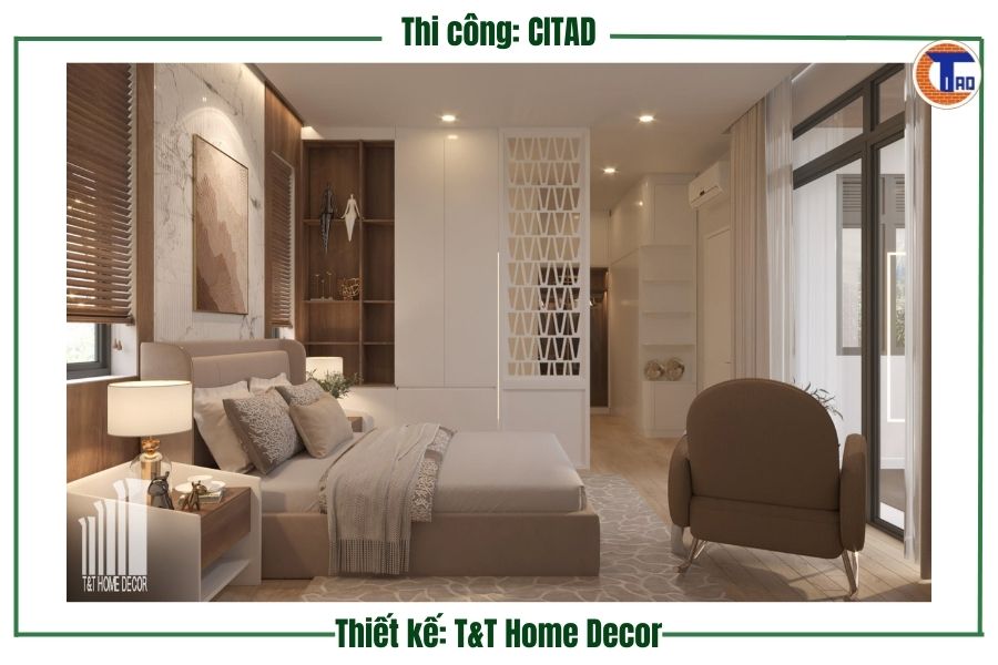 Phòng ngủ chính nhà phố Long Xuyên