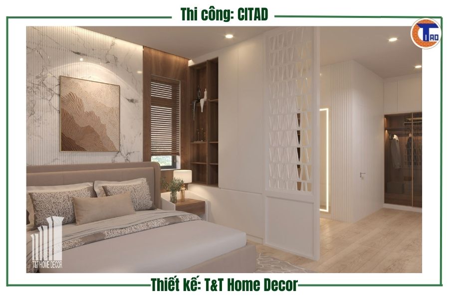 Phòng ngủ chính nhà phố Long Xuyên