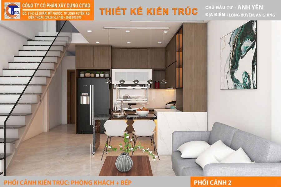 Công trình nhà phố 2 tầng tại Mỹ Hoà Long Xuyên do CITAD thiết kế thi công