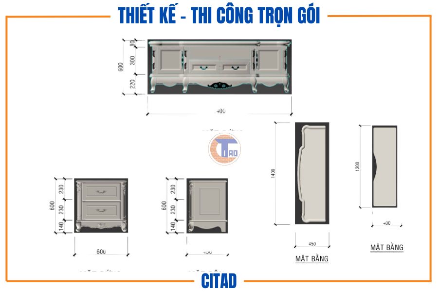 Thiết kế chi tiết bàn trang điểm cổ điển phòng ngủ