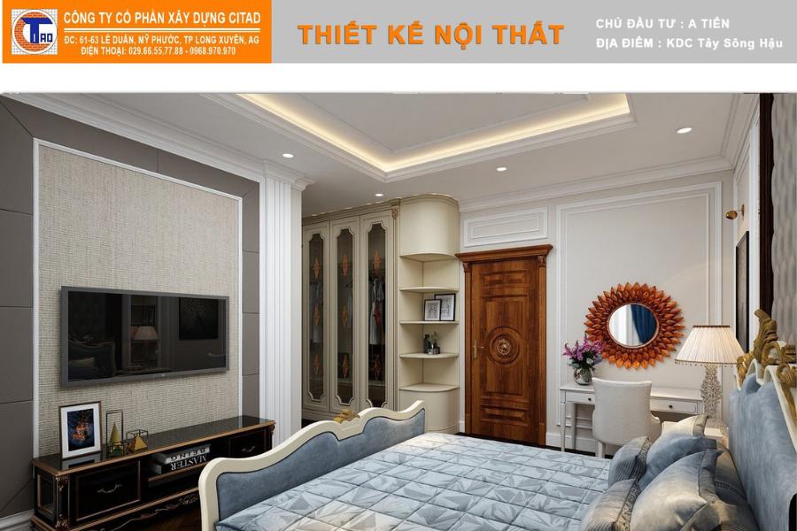 Nội thất phòng ngủ biệt thự phố tân cổ điển