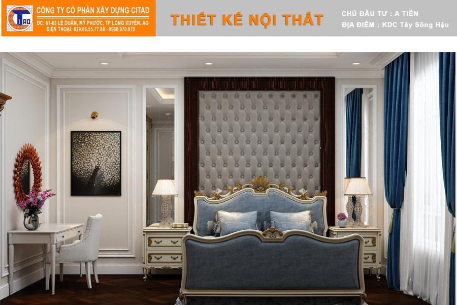 Nội thất phòng ngủ biệt thự phố tân cổ điển