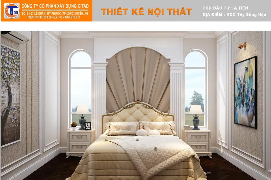 Thi công nội thất phòng ngủ phong cách tân cổ điển tại An Giang