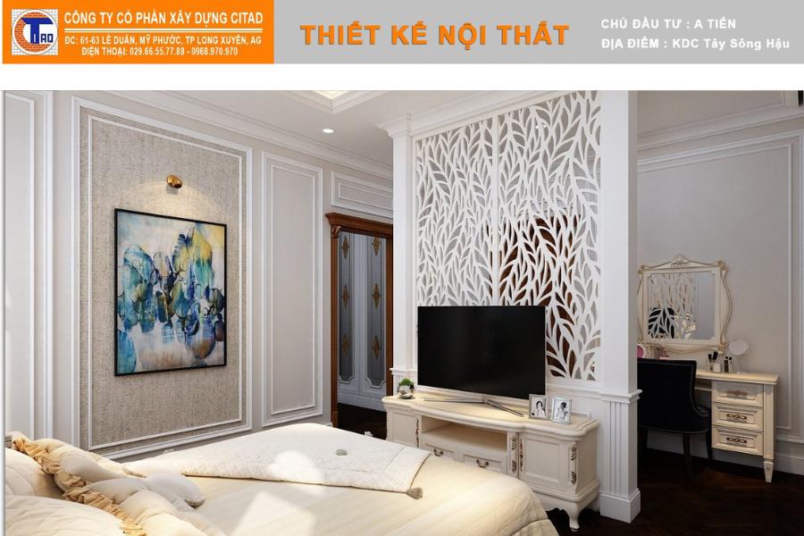 Thi công nội thất phòng ngủ phong cách tân cổ điển tại An Giang