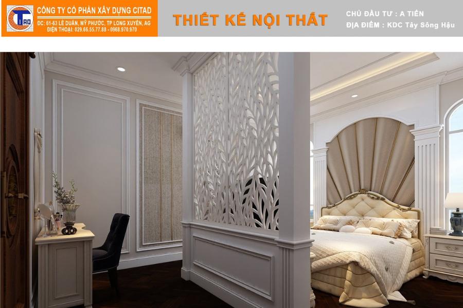 Thi công nội thất phòng ngủ phong cách tân cổ điển tại An Giang