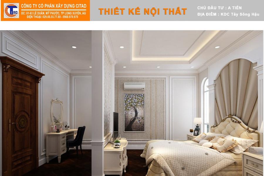 Thi công nội thất phòng ngủ phong cách tân cổ điển tại An Giang