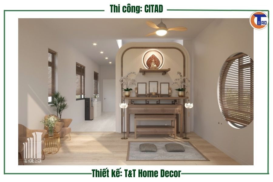 Phòng thờ sang trọng nhà phố Long Xuyên