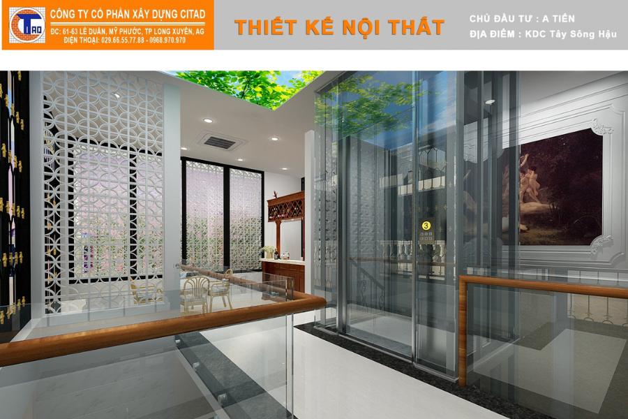 Sân thượng biệt thự với bếp ngoài trời và khu tiếp khách