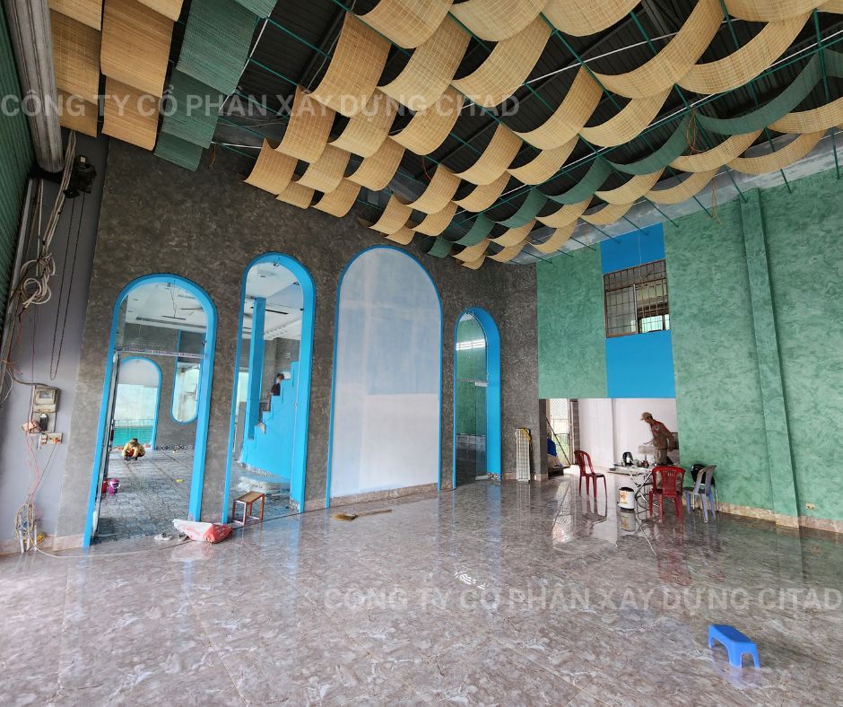 Thi công trọn gói Trạm dừng chân Bravi An Giang – Sắp hoàn thiện cùng CITAD 8 Không gian sảnh chờ sắp hoàn thiện – kết hợp phong cách hiện đại và truyền thống