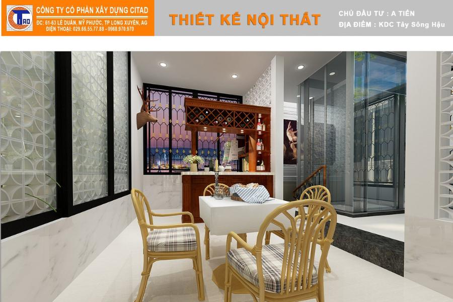 Sân thượng biệt thự với bếp ngoài trời và khu tiếp khách