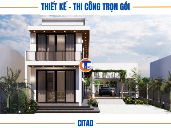 Biệt thự ven sông 3 tầng tại Long Xuyên An Giang với thiết kế hiện đại, mặt tiền rộng thoáng