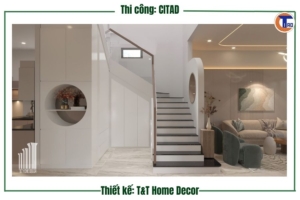 Phòng khách hiện đại nhà phố Long Xuyên