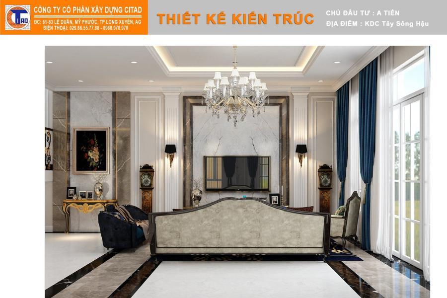 Nội thất phòng khách biệt thự tân cổ điển tại An Giang