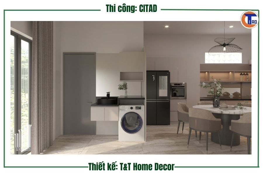 Phòng khách hiện đại nhà phố Long Xuyên
