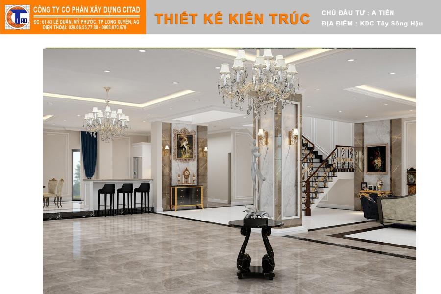 Nội thất phòng khách biệt thự tân cổ điển tại An Giang