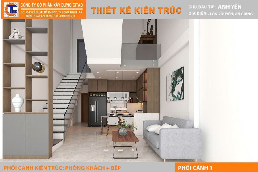 Công trình nhà phố 2 tầng tại Mỹ Hoà Long Xuyên do CITAD thiết kế thi công