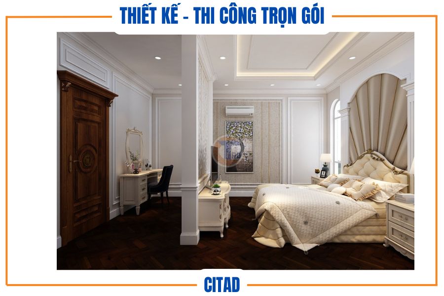 Tổng quan nội thất phòng ngủ cổ điển nhà anh Tiến