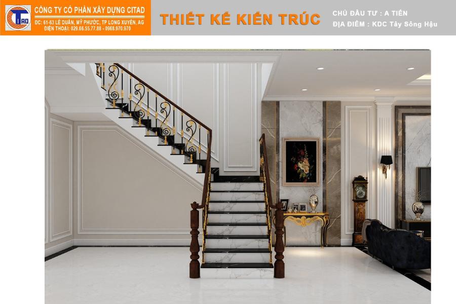 Nội thất phòng khách biệt thự tân cổ điển tại An Giang