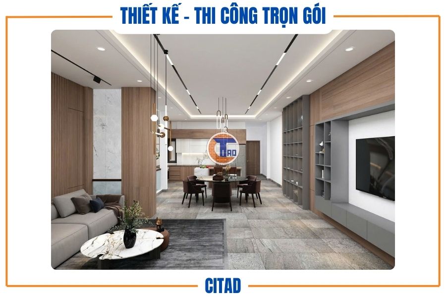 Thiết kế nhà bếp mở hiện đại | CITAD 2 Không gian phòng ăn kết nối nhà bếp mở hiện đại sang trọng