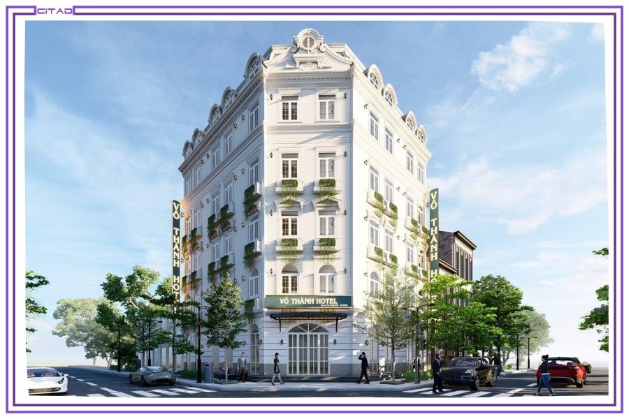 Thiết kế khách sạn tại An Giang với kiến trúc châu Âu 6 tầng sang trọng