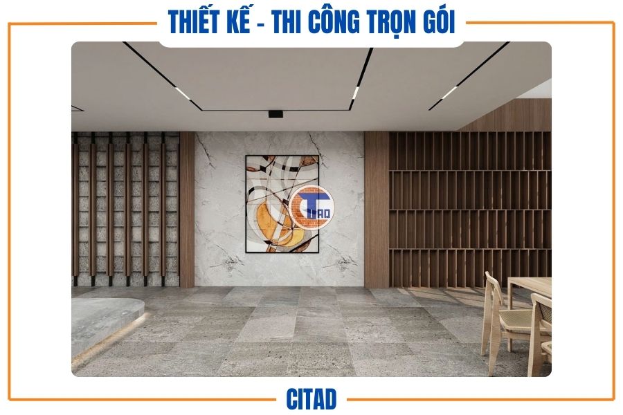 Bức tường trang trí nghệ thuật kết hợp đá marble cao cấp