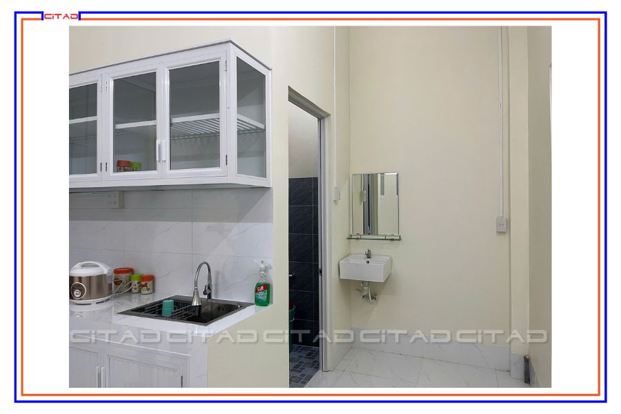 Thi công nhà cấp 4 - Không gian bếp cạnh nhà tắm