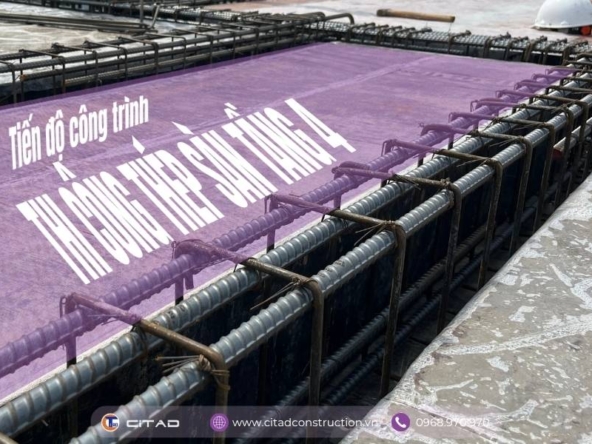 Thi công thép sàn tầng 4 - Cập nhật tiến độ công trình Mr Tấn An Giang