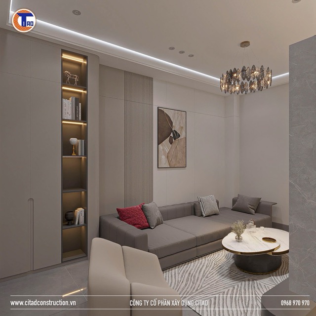 Thiết kế phòng khách hiện đại, tối giản với vật liệu cao cấp – CITAD
