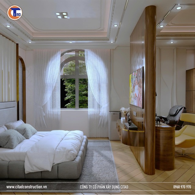 phòng ngủ hiện đại tone gỗ tại An Giang