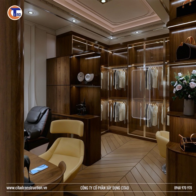 thiết kế phòng ngủ sang trọng với nội thất gỗ veneer