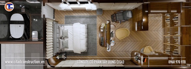 Tổng quan từ trên cao nhìn xuống của phòng ngủ