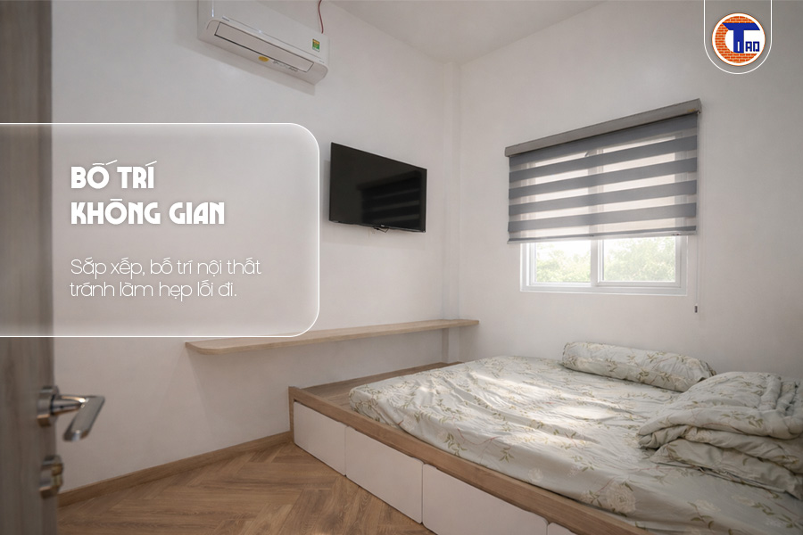Giải pháp nội thất cho phòng ngủ nhỏ: 5 bước tối ưu không gian 10m2 từ chuyên gia 4 Cách sắp xếp bố trí nội thất cho phòng ngủ nhỏ tránh sai lầm hẹp lối đi.