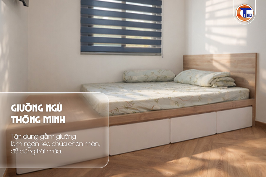 Giải pháp nội thất cho phòng ngủ nhỏ: 5 bước tối ưu không gian 10m2 từ chuyên gia 2 Hệ thống giường bục thông minh tích hợp ngăn kéo cho phòng ngủ diện tích hẹp.