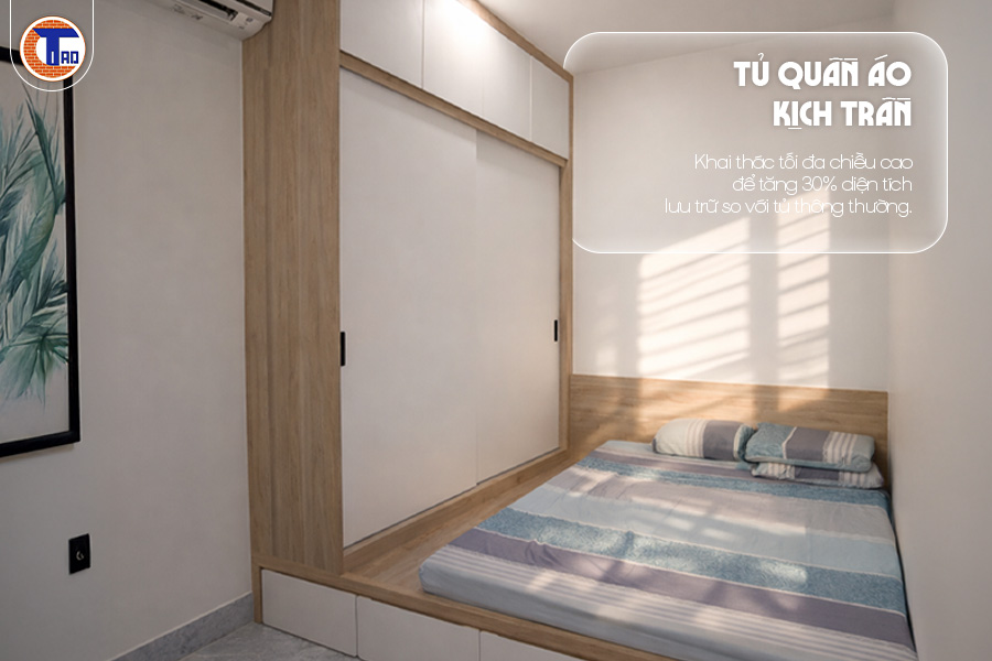Giải pháp nội thất cho phòng ngủ nhỏ: 5 bước tối ưu không gian 10m2 từ chuyên gia 3 Phòng ngủ 10m2 sau khi áp dụng giải pháp nội thất tích hợp kịch trần.